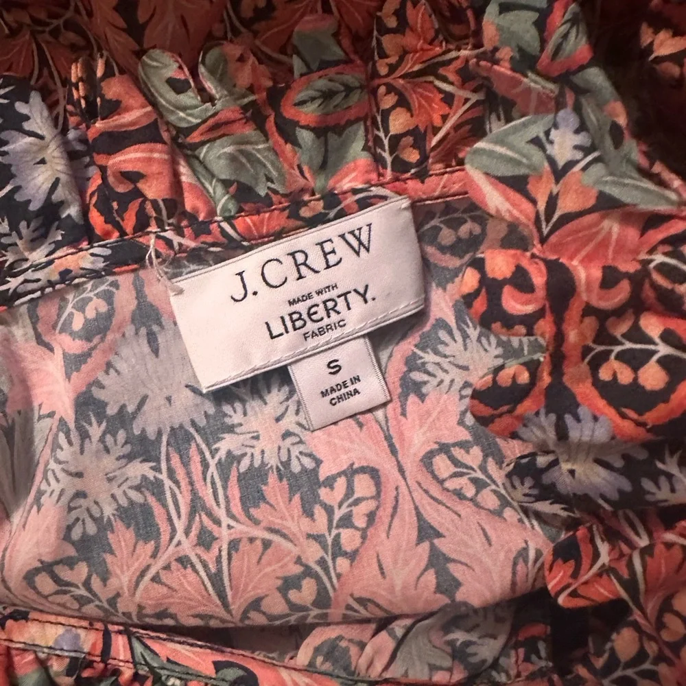 J. Crew Scalloped tie-neck top in Liberty® May Nouveau print S